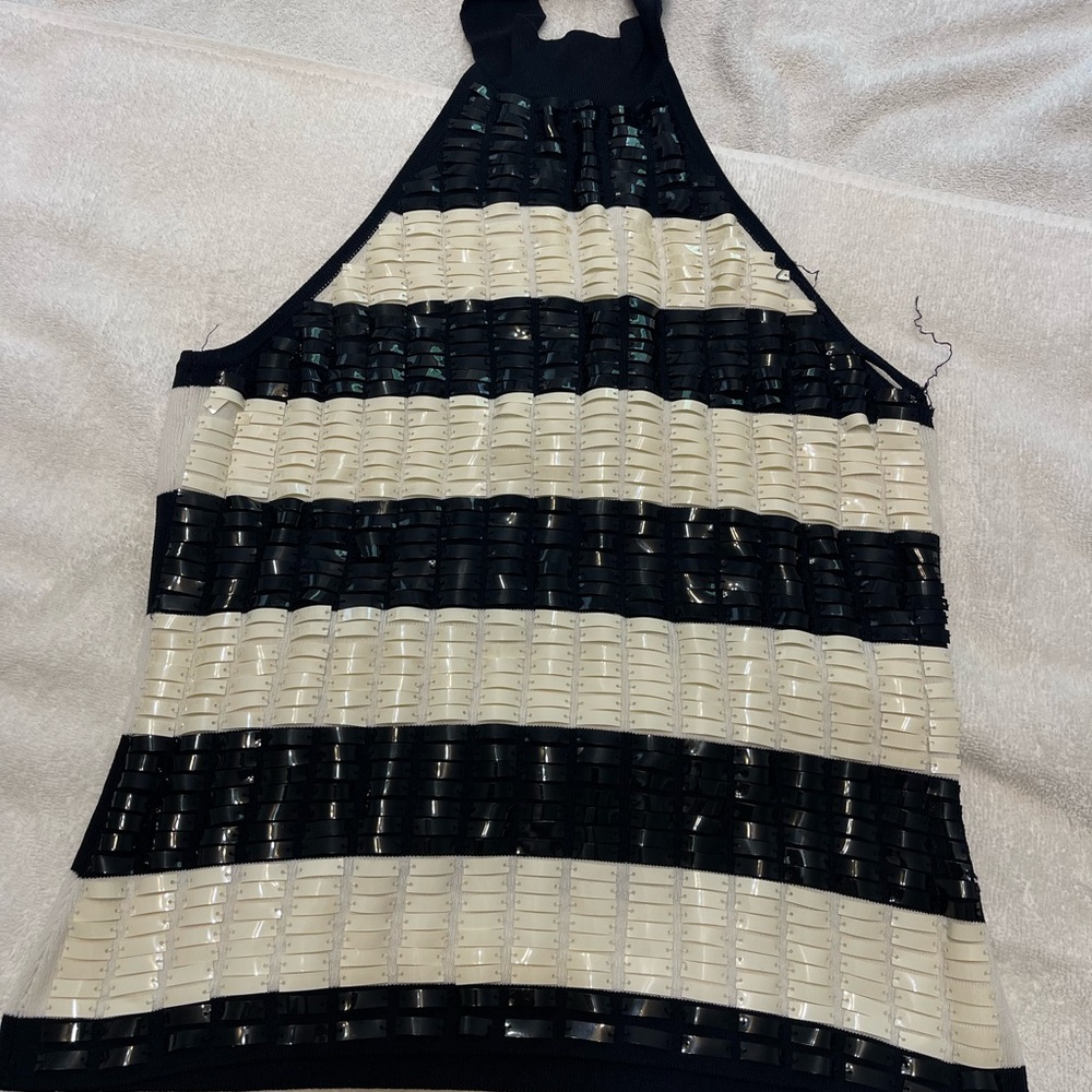 Black and Cream Women's Halter Top